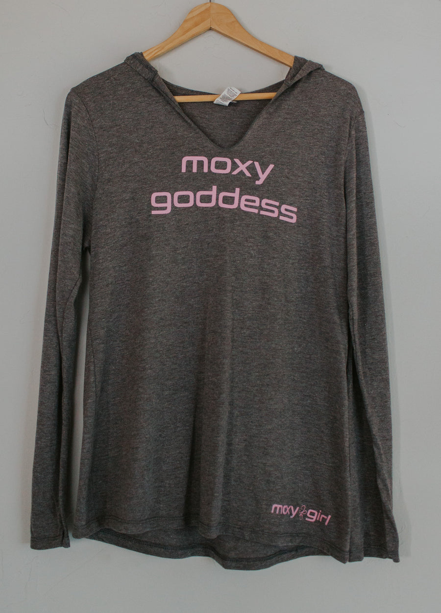 Moxy Goddess Tri Blend Heather Grey long sleeve hoodie